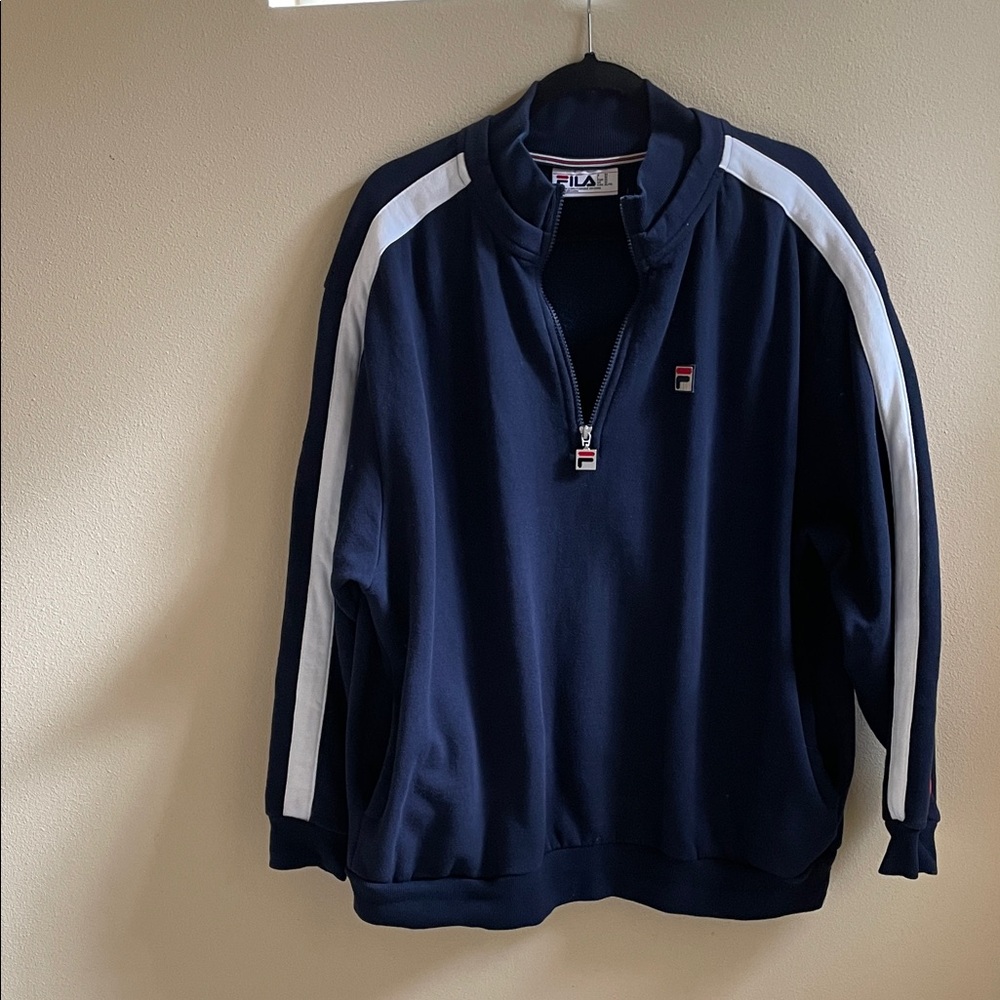 Fila Men's Zip-Up Sweater in Navy with White Accents